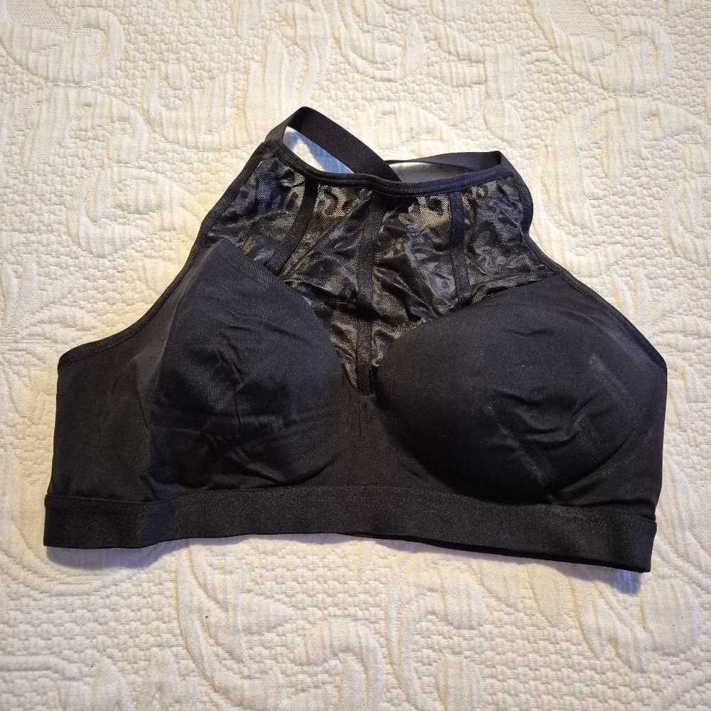 Victoria Secret small padded black 34D crossback straps no tags lace front VGUC